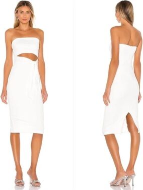 Superdown Sheyla White Cutout Tube Midi Dress